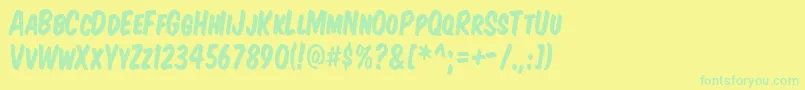 KomikaTitleKapsフォントについての詳細 フォントKomikaTitleKaps – 黄色い背景に緑の文字