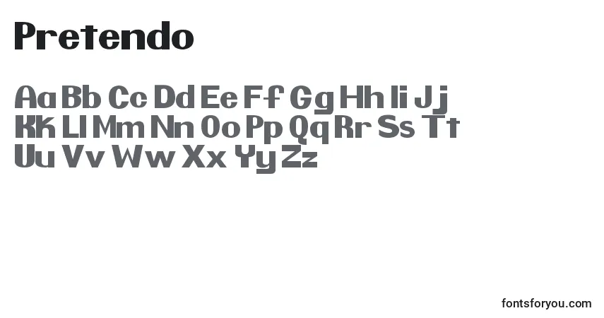 Czcionka Pretendo – alfabet, cyfry, specjalne znaki
