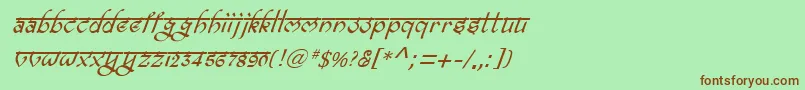 フォントBitlingravishItalic – 緑の背景に茶色のフォント