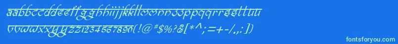 Czcionka BitlingravishItalic – zielone czcionki na niebieskim tle