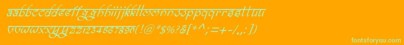 Czcionka BitlingravishItalic – zielone czcionki na pomarańczowym tle