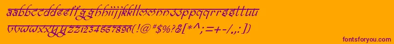 BitlingravishItalic-Schriftart – Violette Schriften auf orangefarbenem Hintergrund