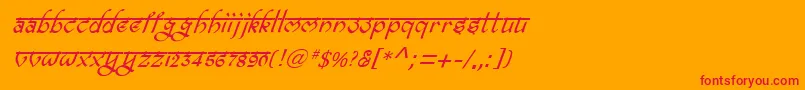 フォントBitlingravishItalic – オレンジの背景に赤い文字