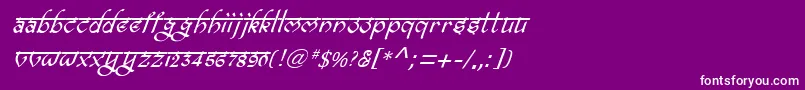 BitlingravishItalic-fontti – valkoiset fontit violetilla taustalla