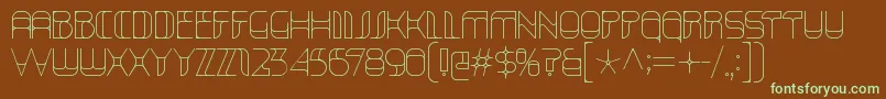 フォントKraitHollow – 緑色の文字が茶色の背景にあります。