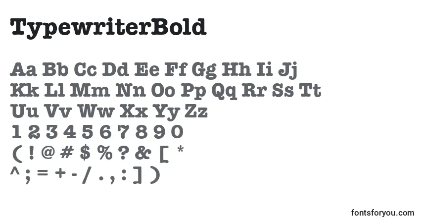 A fonte TypewriterBold – alfabeto, números, caracteres especiais
