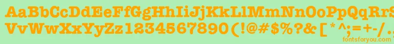 TypewriterBold-Schriftart – Orangefarbene Schriften auf grünem Hintergrund