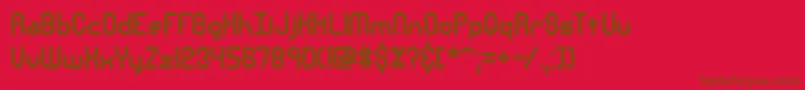 Nsecthck-Schriftart – Braune Schriften auf rotem Hintergrund