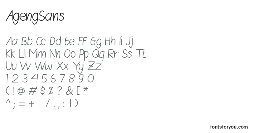 Schriftart AgengSans – Alphabet, Zahlen, spezielle Symbole