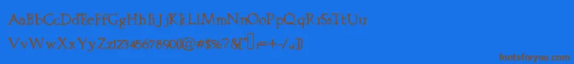 フォントPrestiniapro – 茶色の文字が青い背景にあります。