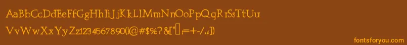 Prestiniapro-Schriftart – Orangefarbene Schriften auf braunem Hintergrund