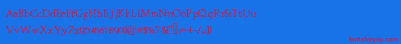 Prestiniapro Font – Red Fonts on Blue Background