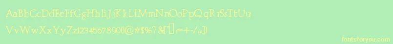 フォントPrestiniapro – 黄色の文字が緑の背景にあります