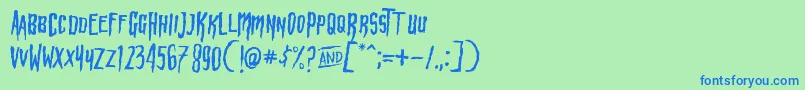 Fonte HbmWonkyRonPersonalUseOnly – fontes azuis em um fundo verde