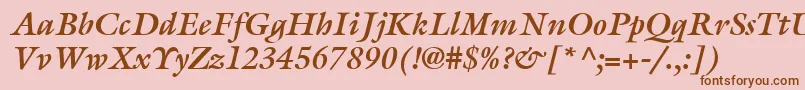 フォントItcGalliardLtBoldItalic – ピンクの背景に茶色のフォント