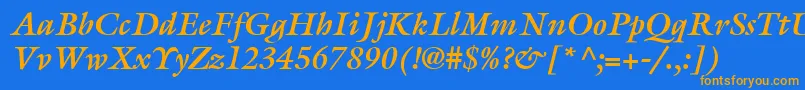 ItcGalliardLtBoldItalic Font – Orange Fonts on Blue Background