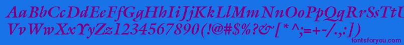 ItcGalliardLtBoldItalic Font – Purple Fonts on Blue Background