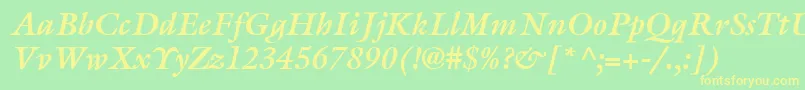 フォントItcGalliardLtBoldItalic – 黄色の文字が緑の背景にあります