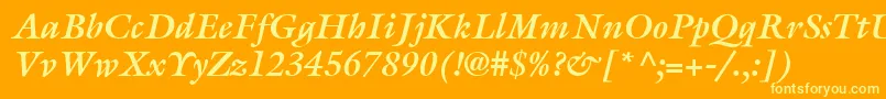 ItcGalliardLtBoldItalic Font – Yellow Fonts on Orange Background