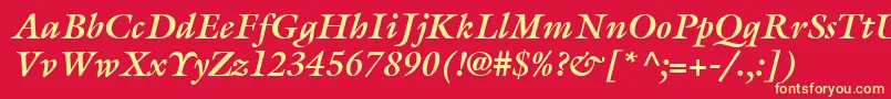 ItcGalliardLtBoldItalic Font – Yellow Fonts on Red Background
