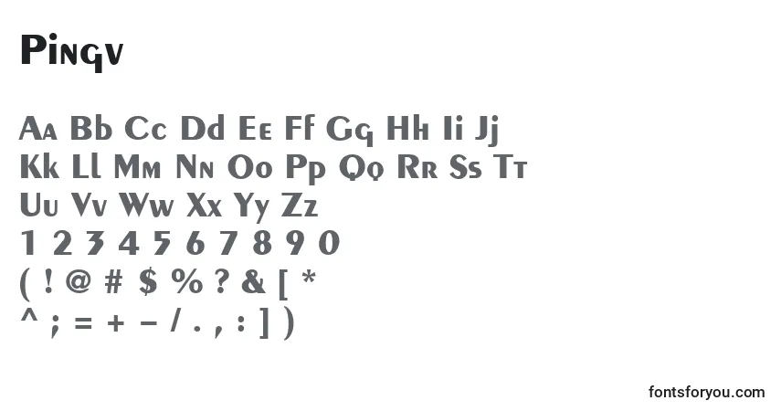 A fonte Pingv – alfabeto, números, caracteres especiais
