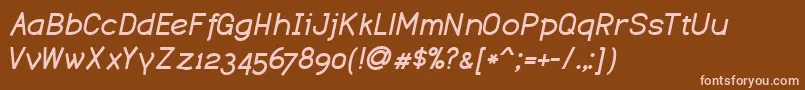 Czcionka DustismoBoldItalic – różowe czcionki na brązowym tle