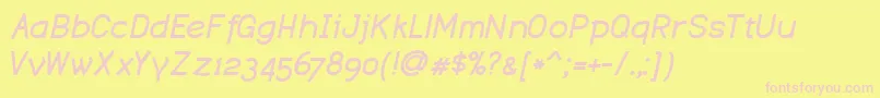 DustismoBoldItalic Font – Pink Fonts on Yellow Background