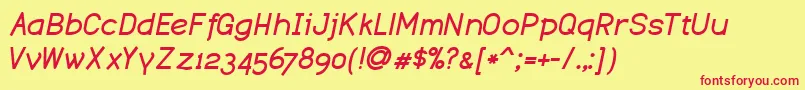 DustismoBoldItalic Font – Red Fonts on Yellow Background