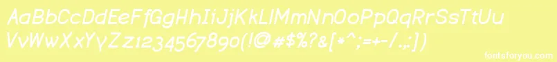 フォントDustismoBoldItalic – 黄色い背景に白い文字