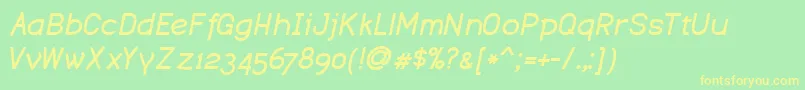 DustismoBoldItalic Font – Yellow Fonts on Green Background