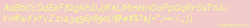 DustismoBoldItalic-Schriftart – Gelbe Schriften auf rosa Hintergrund