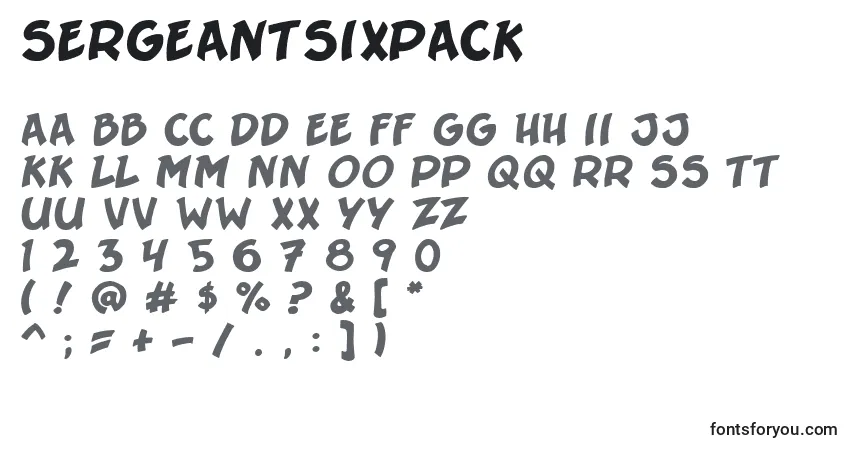 SergeantSixpack-fontti – aakkoset, numerot, erikoismerkit