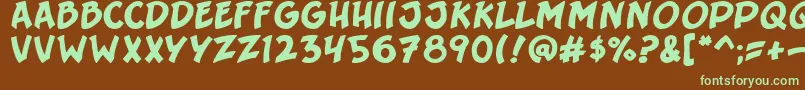 フォントSergeantSixpack – 緑色の文字が茶色の背景にあります。