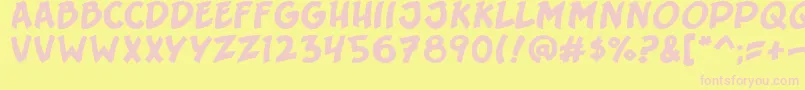 SergeantSixpack-fontti – vaaleanpunaiset fontit keltaisella taustalla
