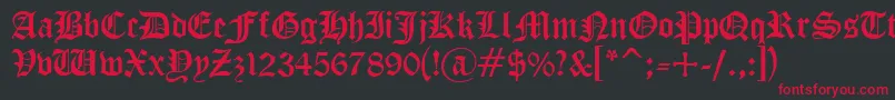 フォントCyrillic ffy – 黒い背景に赤い文字