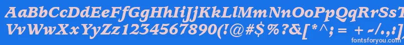 Czcionka ExpositionBlackSsiBlackItalic – różowe czcionki na niebieskim tle