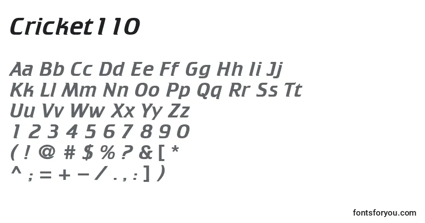 A fonte Cricket110 – alfabeto, números, caracteres especiais