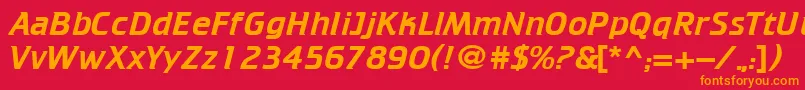 フォントCricket110 – 赤い背景にオレンジの文字