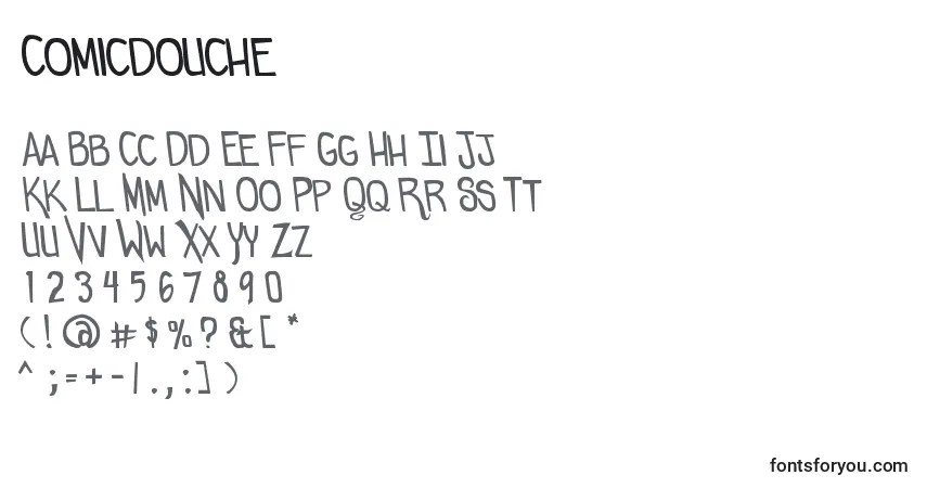 Czcionka Comicdouche – alfabet, cyfry, specjalne znaki