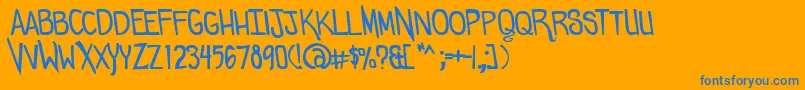 Comicdouche Font – Blue Fonts on Orange Background