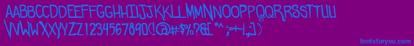 Comicdouche Font – Blue Fonts on Purple Background