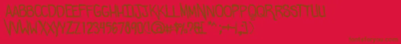 Comicdouche Font – Brown Fonts on Red Background