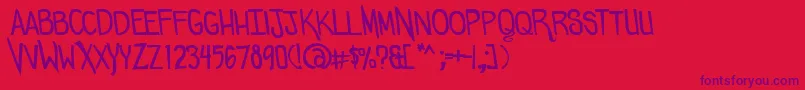 Comicdouche Font – Purple Fonts on Red Background
