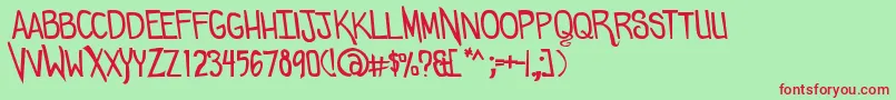 Comicdouche Font – Red Fonts on Green Background