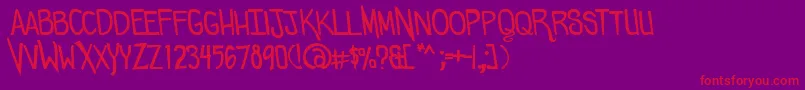 Czcionka Comicdouche – czerwone czcionki na fioletowym tle