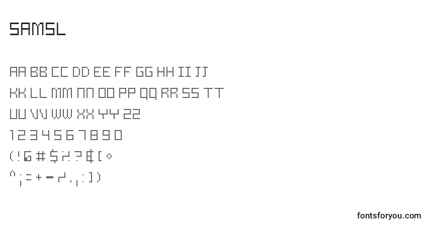 Czcionka Samsl – alfabet, cyfry, specjalne znaki