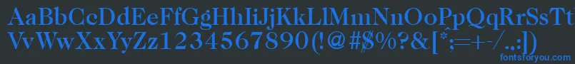 Caslon335mediumRegular-Schriftart – Blaue Schriften auf schwarzem Hintergrund