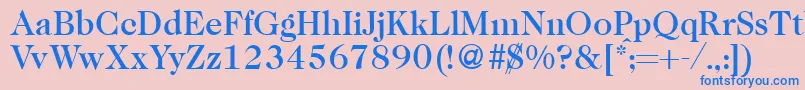 フォントCaslon335mediumRegular – ピンクの背景に青い文字