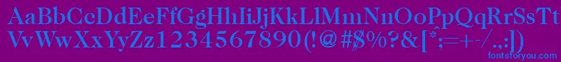 Czcionka Caslon335mediumRegular – niebieskie czcionki na fioletowym tle