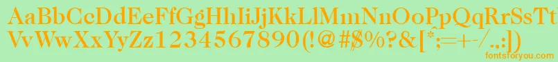 Caslon335mediumRegular-Schriftart – Orangefarbene Schriften auf grünem Hintergrund